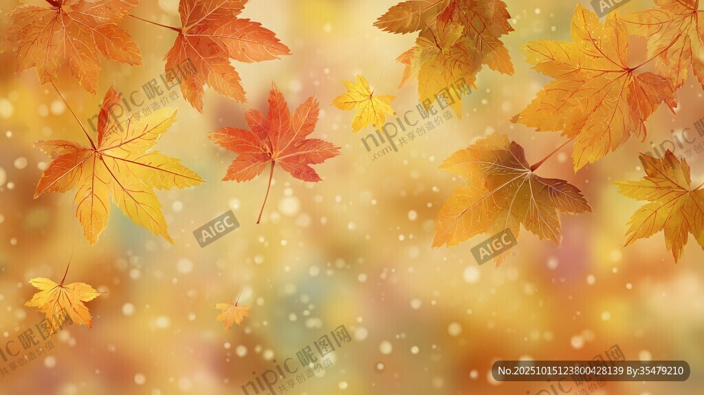 金秋楓葉紛飛夢(mèng)幻背景圖