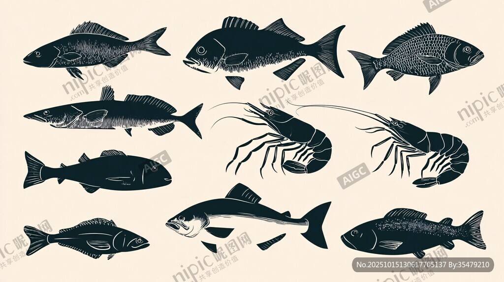 海洋生物剪影集合