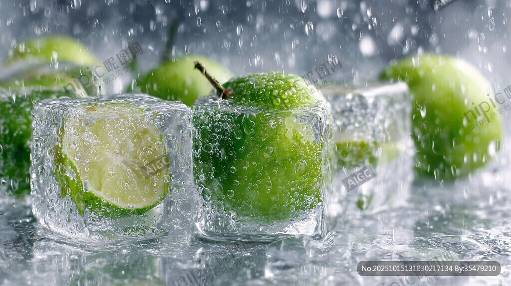 青檸遇冰濺起清涼水花