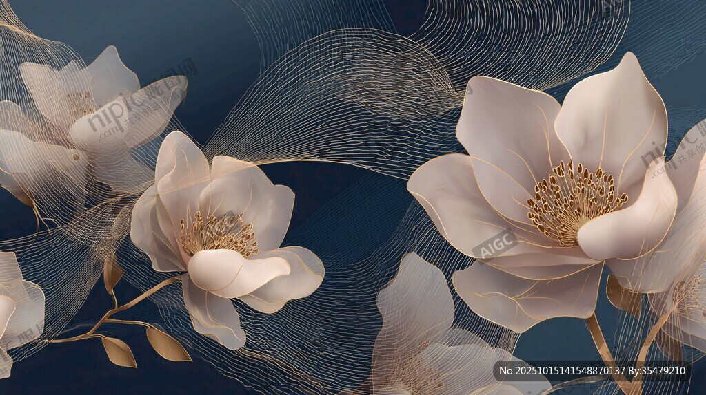 優(yōu)雅玉蘭花 夢幻線條背景