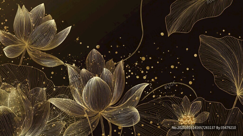 金色荷花藝術(shù)背景圖