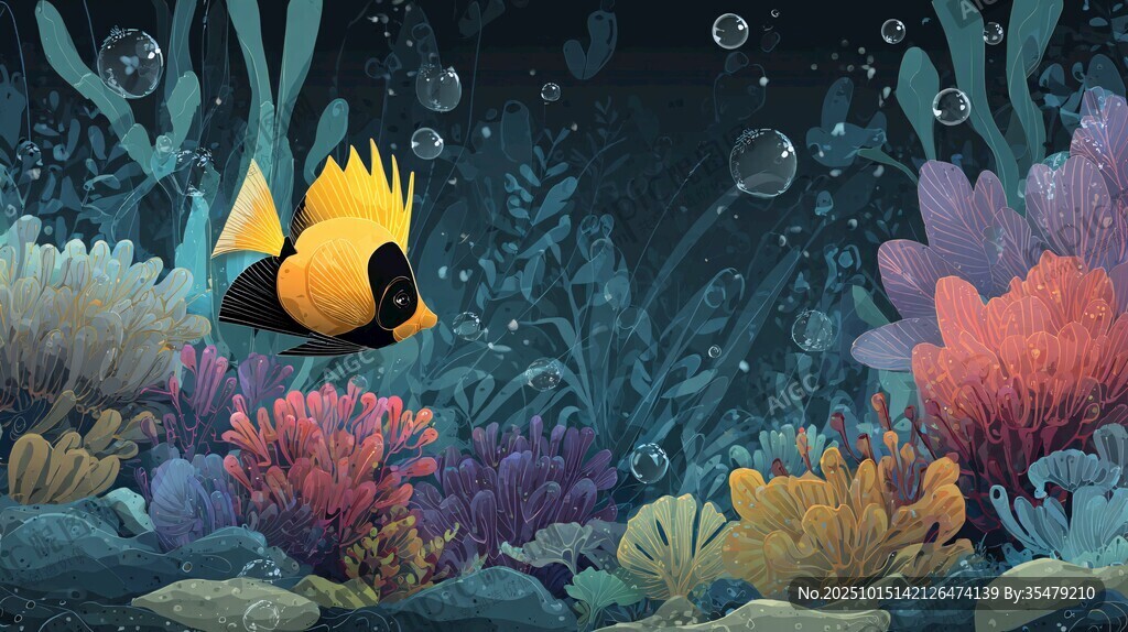 海底暢游的艷麗熱帶魚(yú)