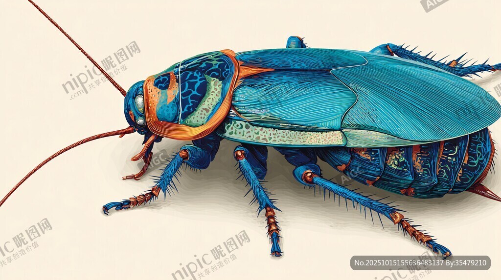 夢(mèng)幻藍(lán)色花紋奇異蟑螂