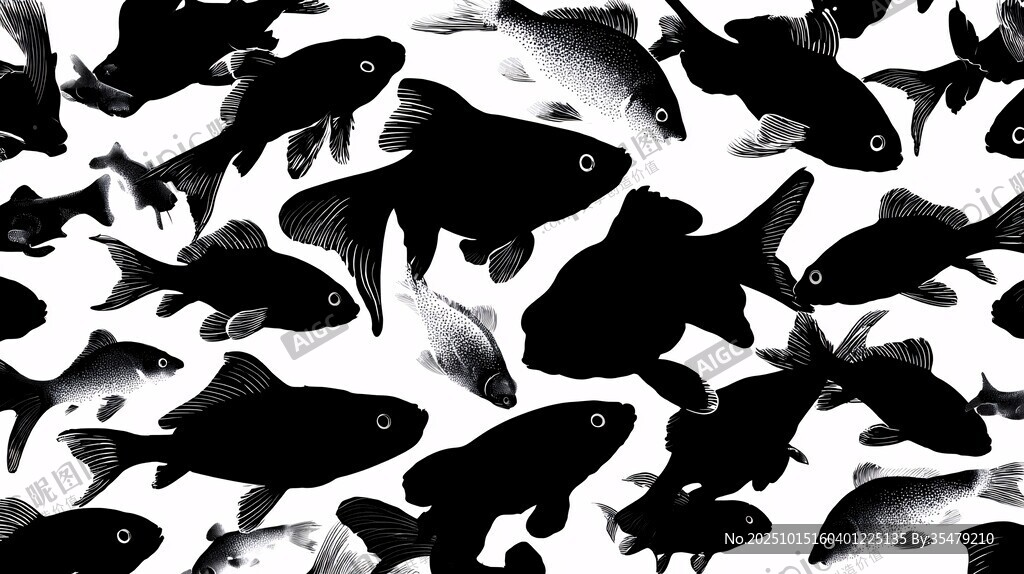 成群金魚剪影圖案設(shè)計
