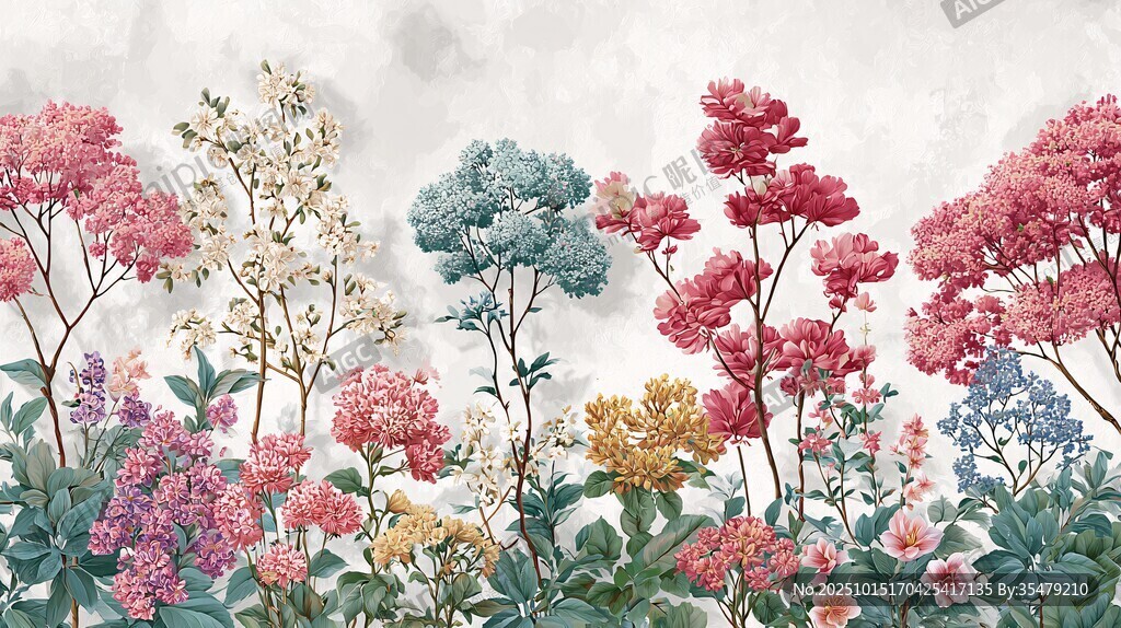 花卉繁茂的夢幻植物景觀