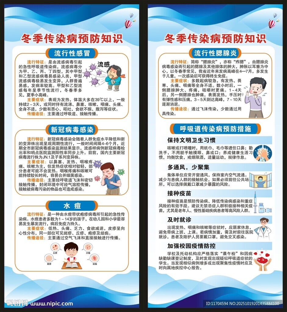 預(yù)防冬季傳染病知識(shí)展架