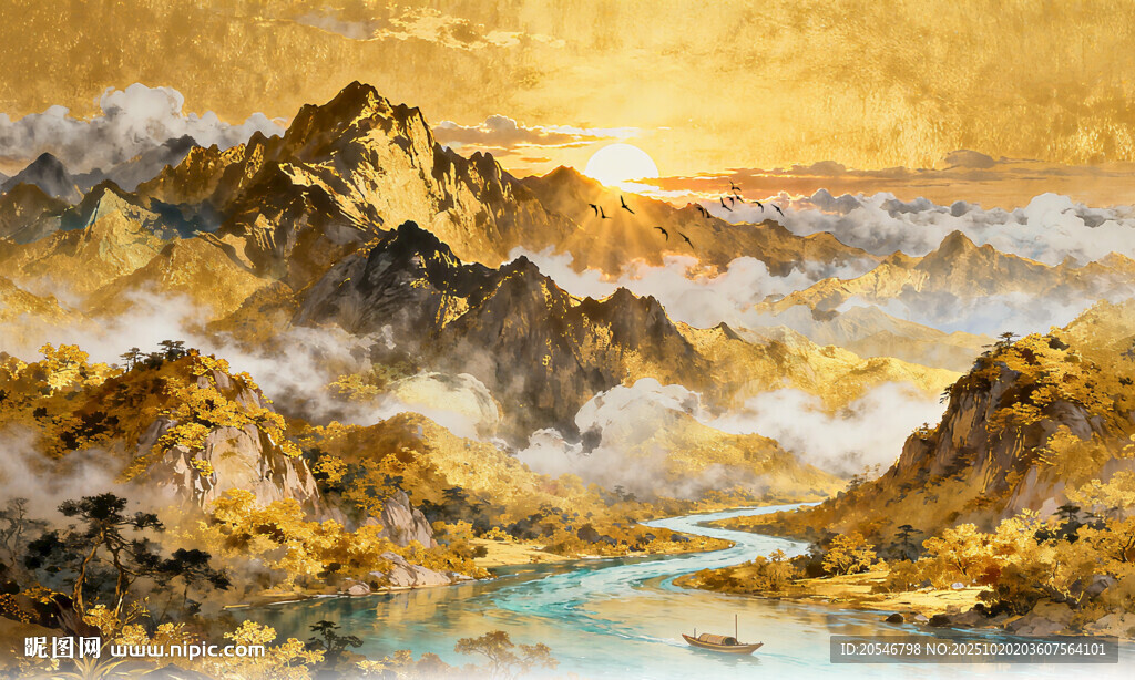 金山山水畫(huà)背景墻