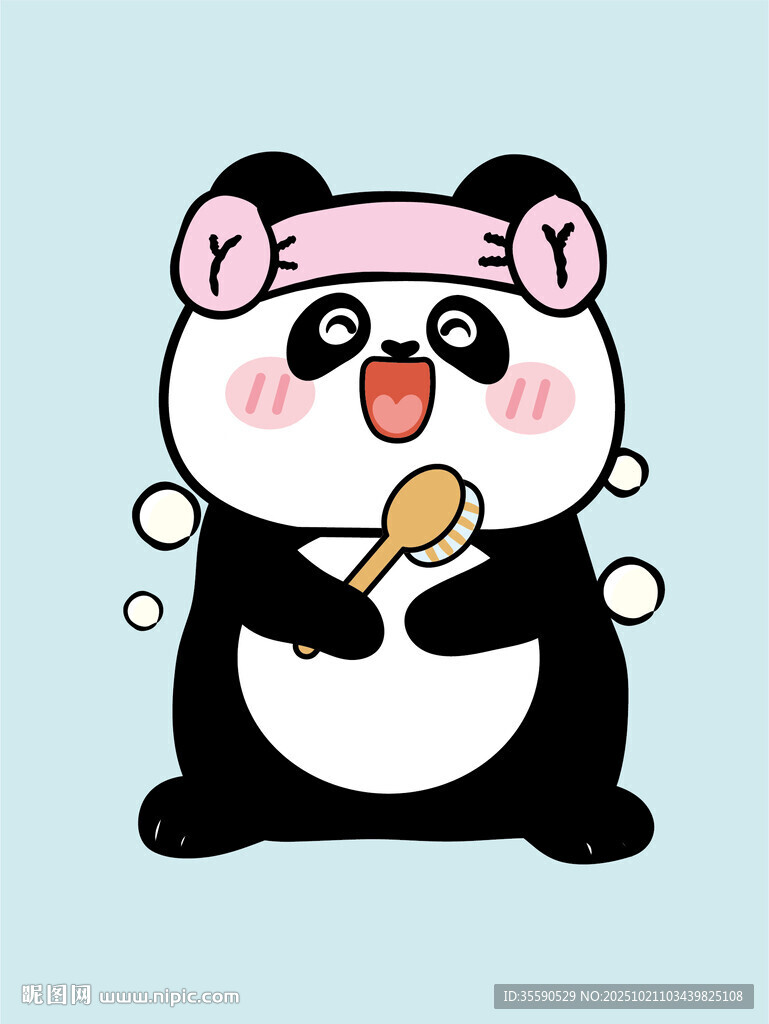 可愛(ài)熊貓手持冰淇淋