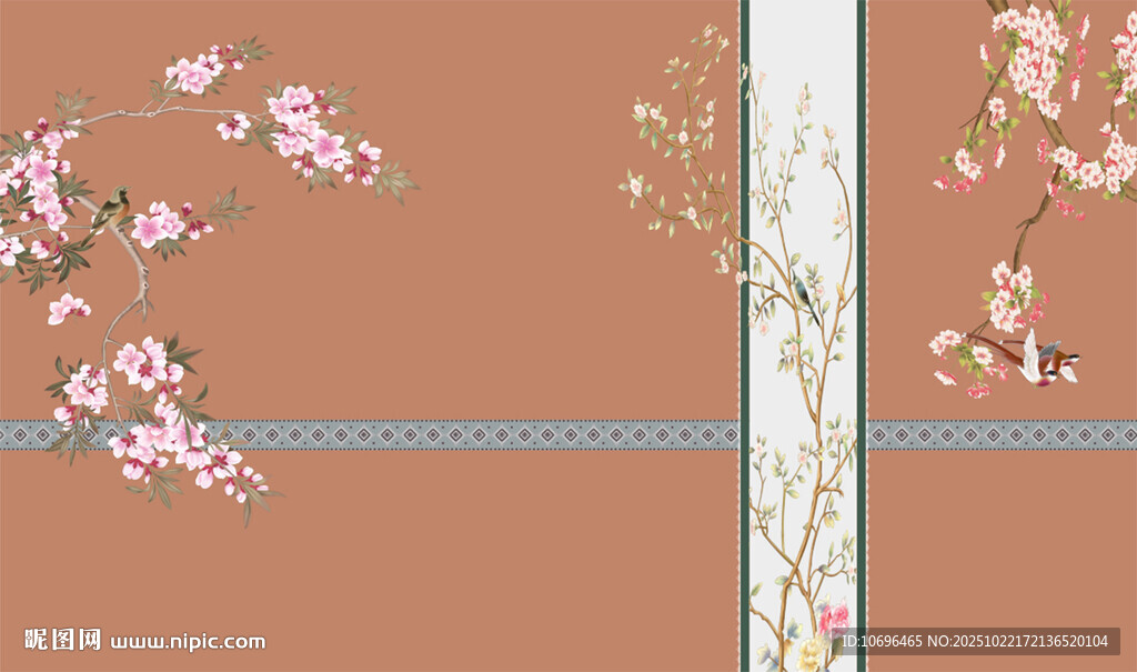 新中式花鳥背景墻