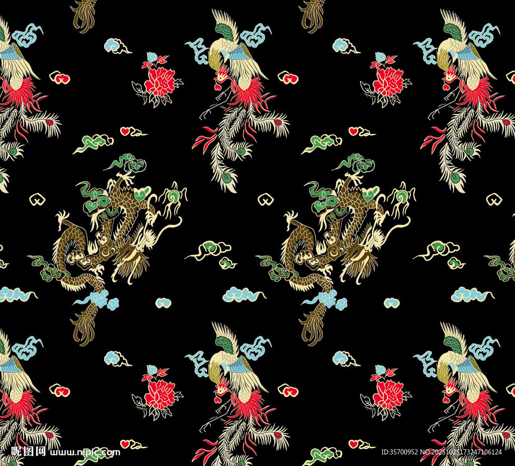 中式花鳥圖案龍鳳傳統(tǒng)美學(xué)風(fēng)