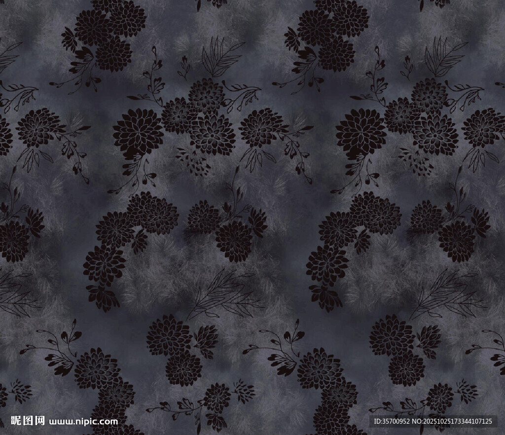 深灰墨點抽象花卉紋理圖案