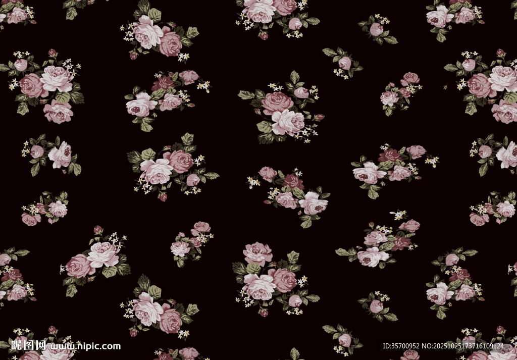 黑色底粉色碎花圖案