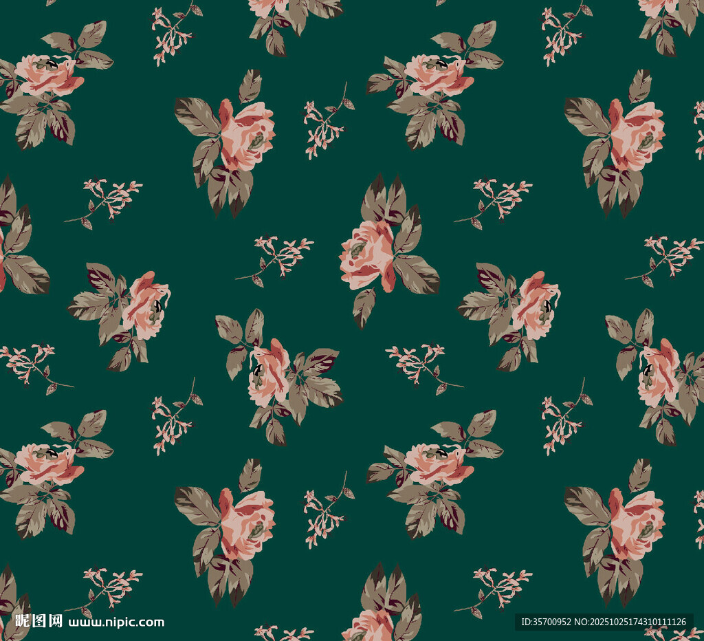 深綠底復(fù)古花卉圖案