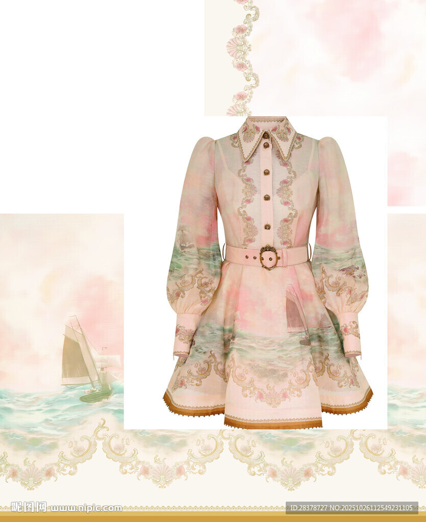 復(fù)古宮廷風(fēng)粉色花邊連衣裙