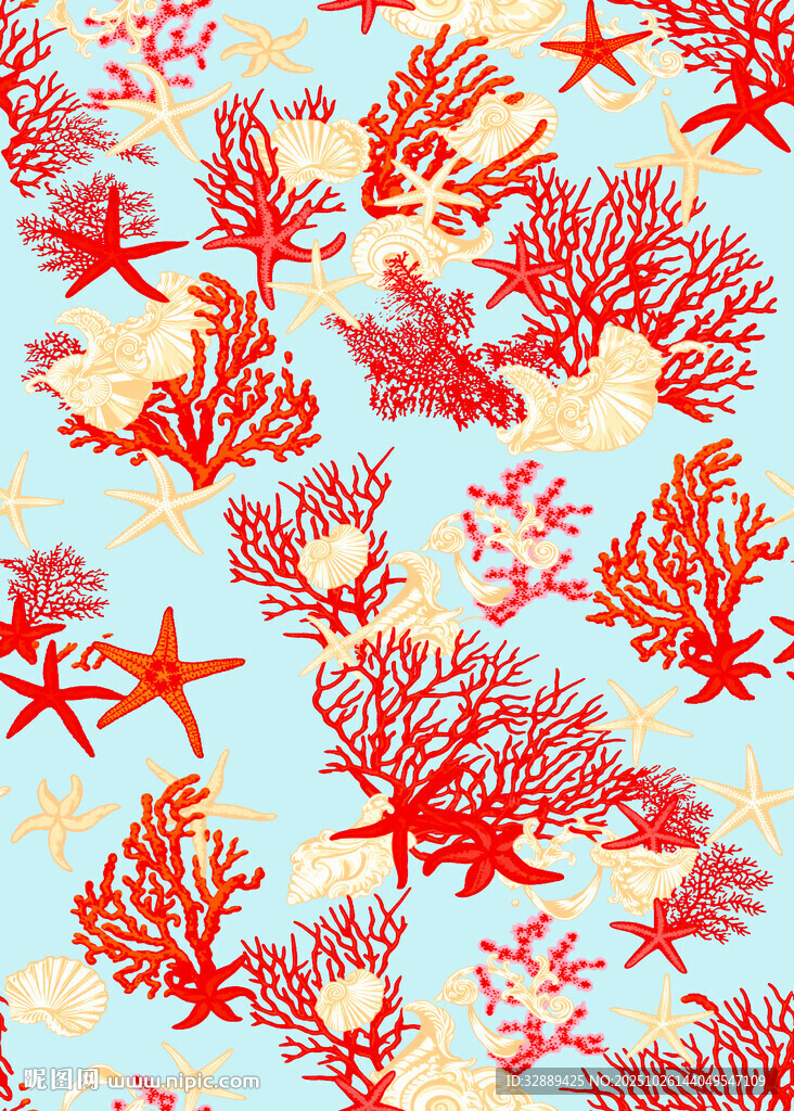 海洋風(fēng)珊瑚海星圖案背景