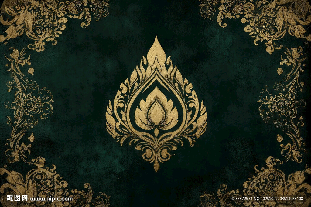 金色泰式花紋裝飾圖案