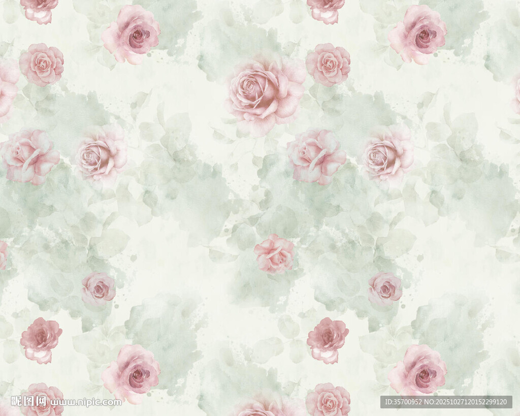 粉色花卉水彩背景圖案