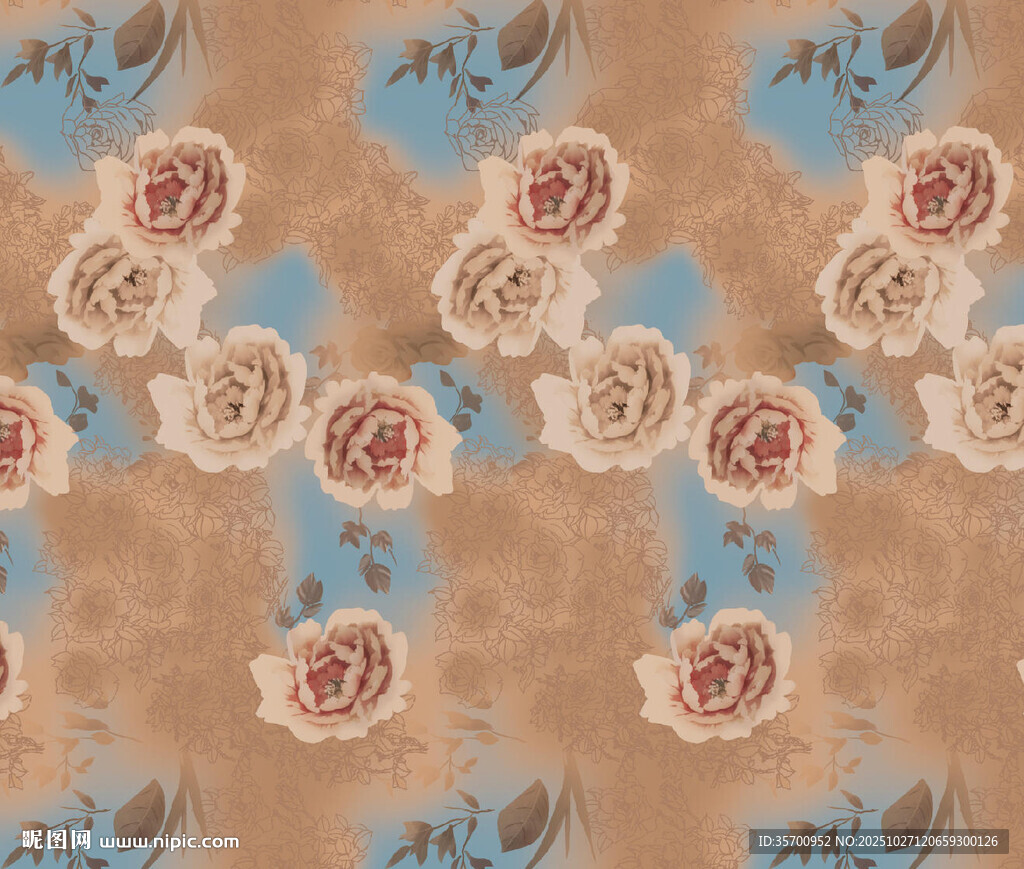 復(fù)古花卉圖案布料紋理