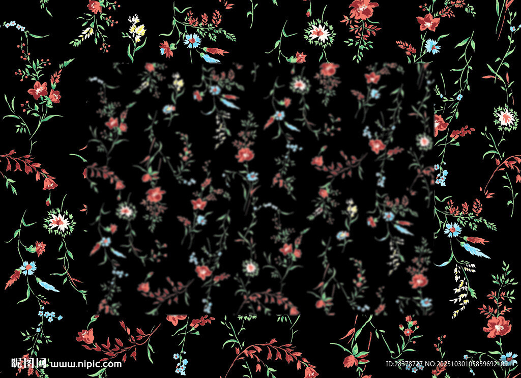黑色底花卉圖案紋理