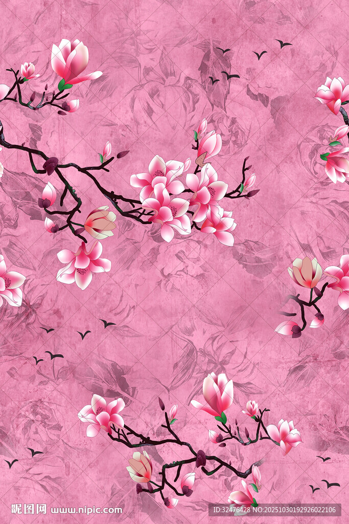 粉色爛漫桃花枝景