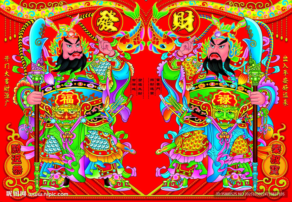 傳統(tǒng) 門神中式門神年畫圖案