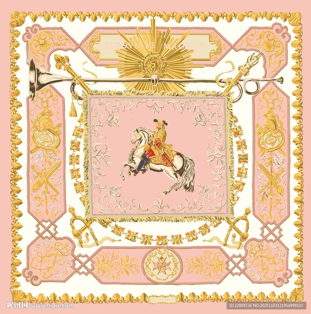 復(fù)古風(fēng)騎馬圖案裝飾絲巾