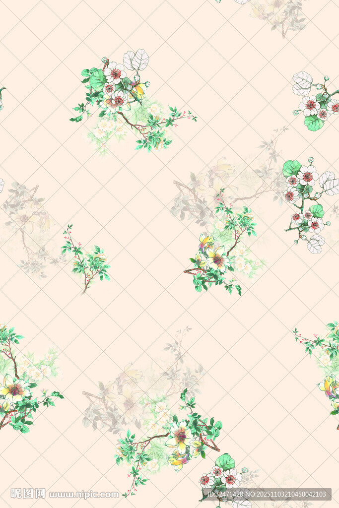 中式花卉紋案 雅致清新