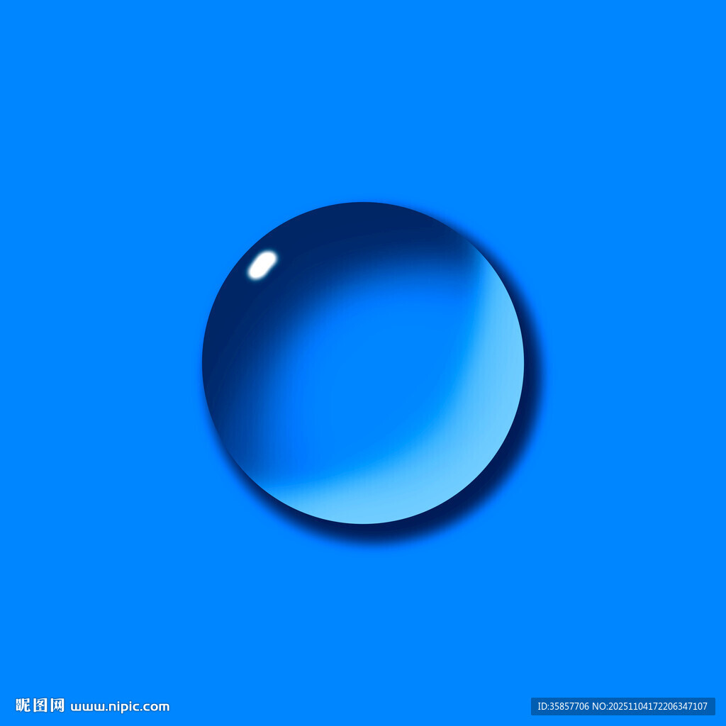 藍色背景上的晶瑩水滴