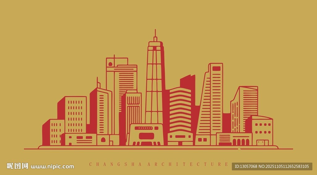 城市天際線建筑插畫