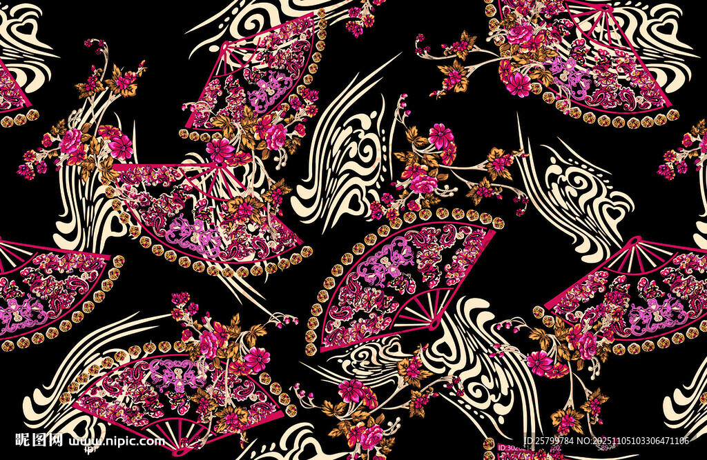 絢麗多彩民族風花卉圖案