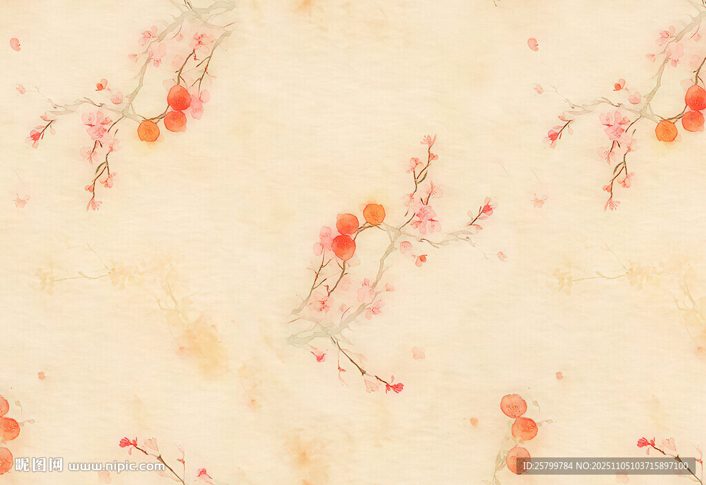 中式水墨風(fēng)花卉紋理背景