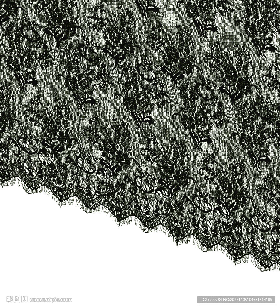 黑色蕾絲面料紋理細(xì)節(jié)