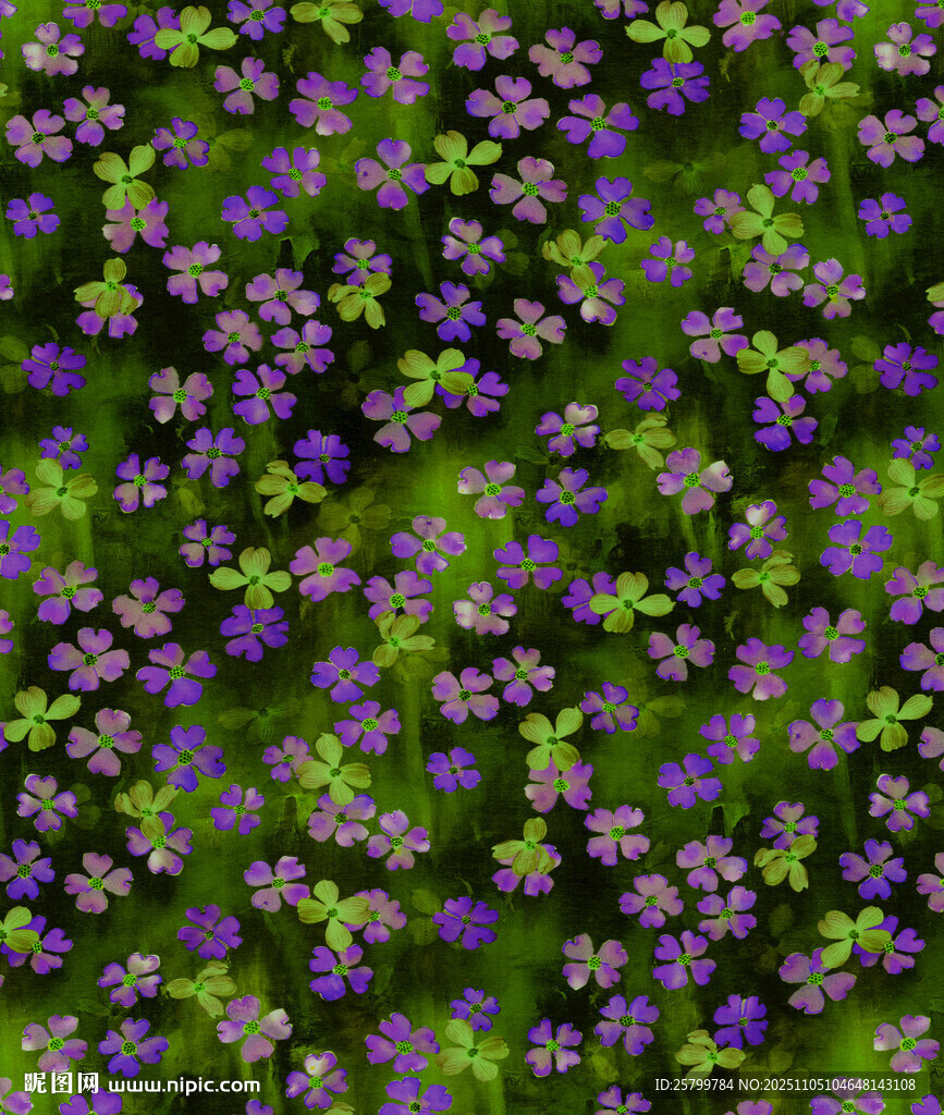 紫色小花鋪就的綠色景致