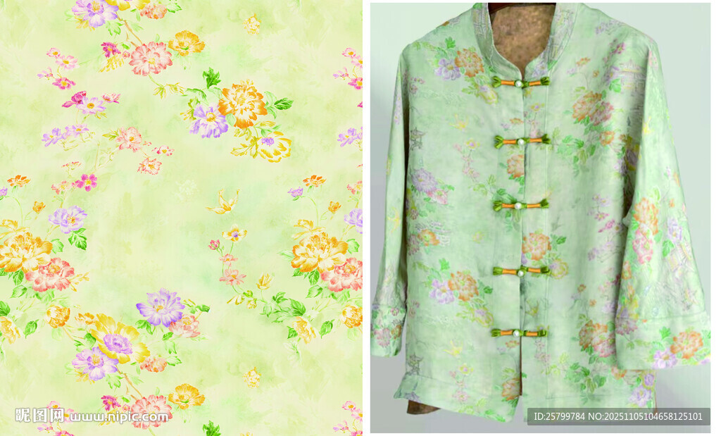 中式花卉圖案上衣展示
