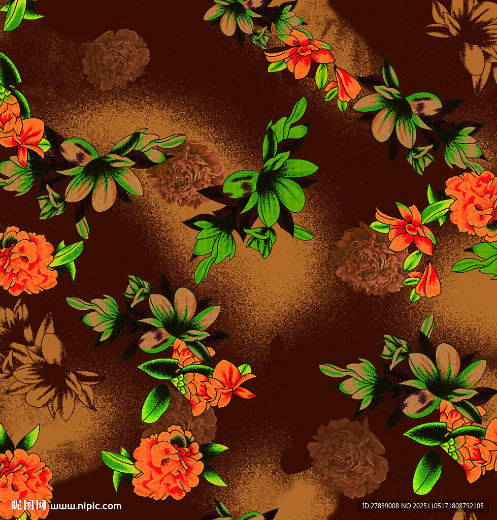 復(fù)古花卉圖案紋理背景