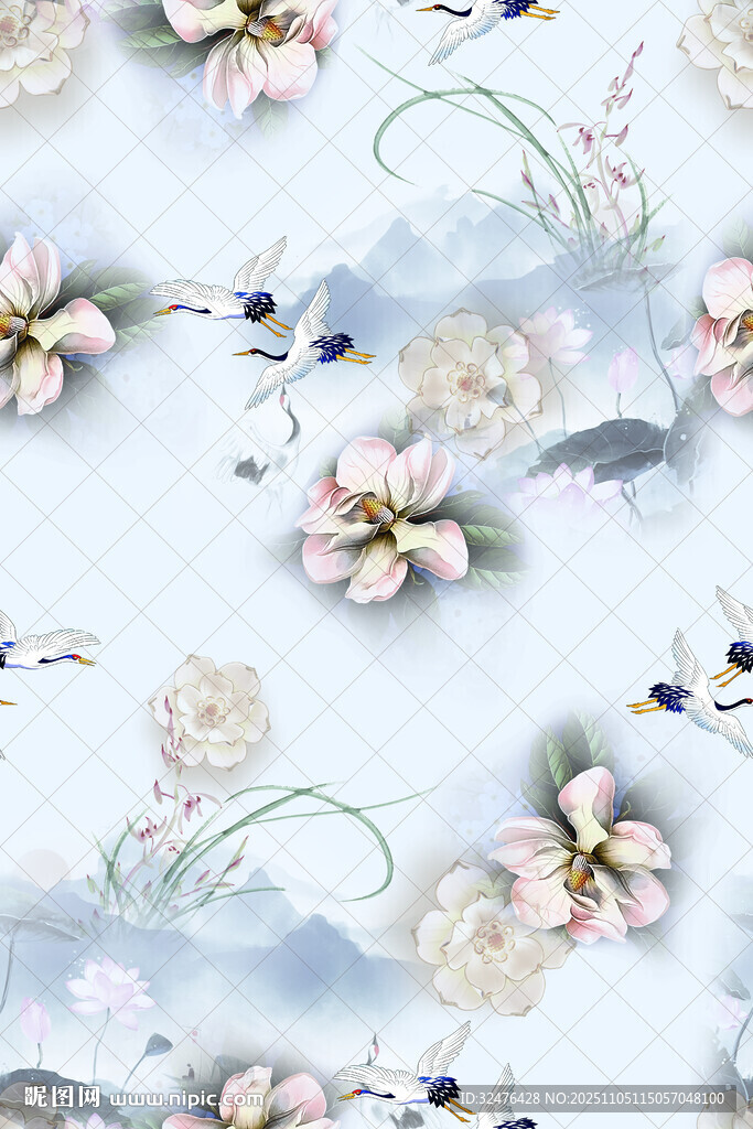 淡雅花卉圖案布料紋理