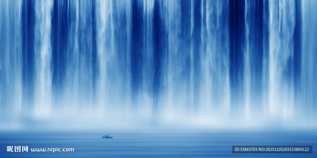 國(guó)畫瀑布山水