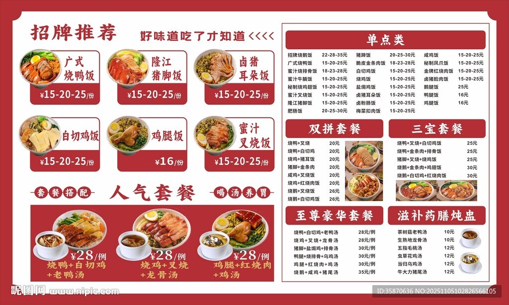 燒臘快餐菜單豬腳飯