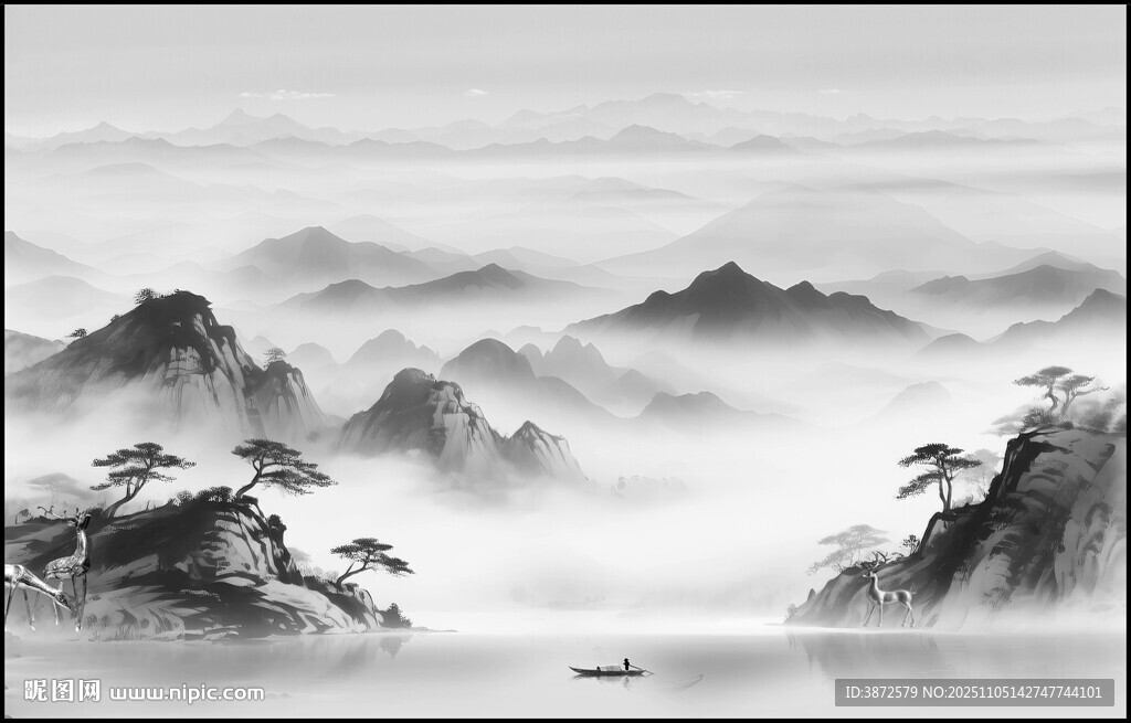 意境水墨山水畫