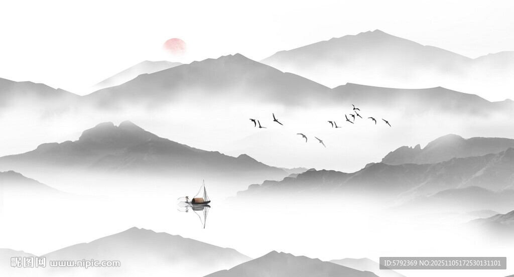 水墨群山背景