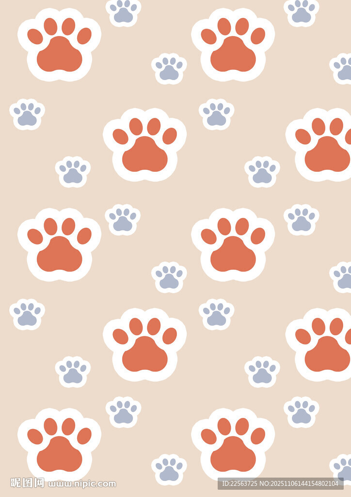 可愛動物爪印圖案背景