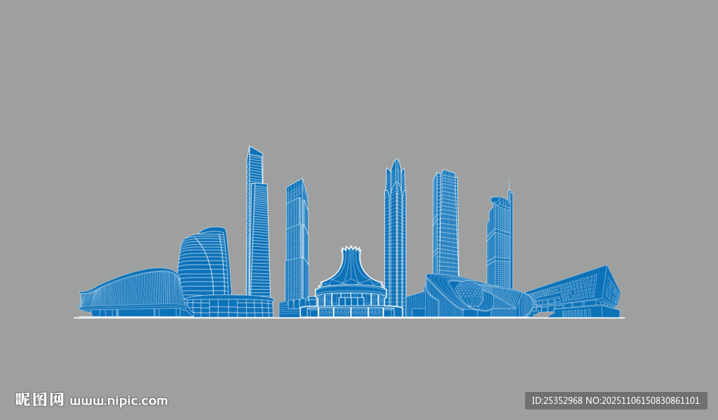 南寧地標(biāo)建筑剪影