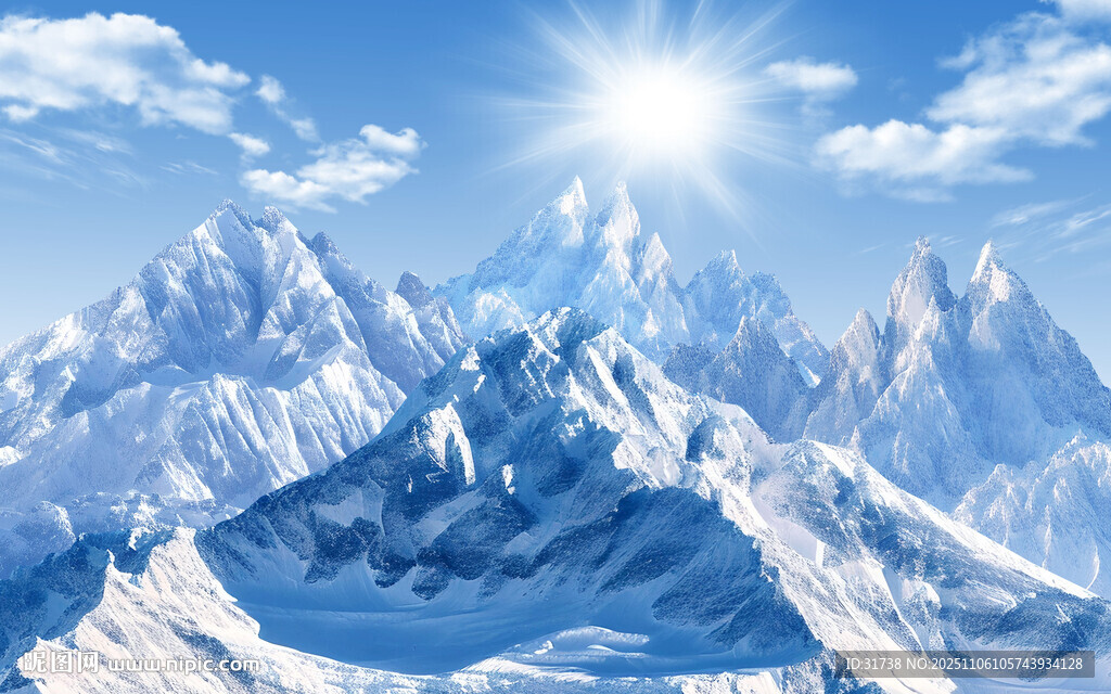 藍(lán)天雪山裝飾畫(huà)背景圖