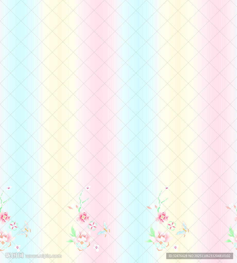 清新漸變花卉條紋背景圖