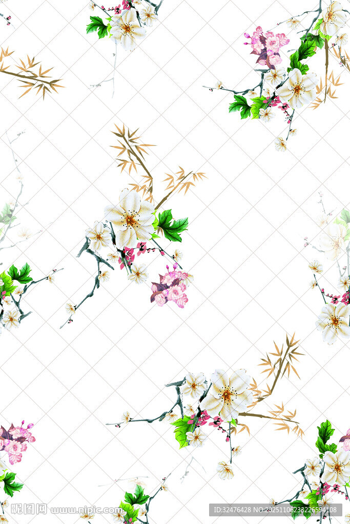 花卉圖案背景 清新雅致