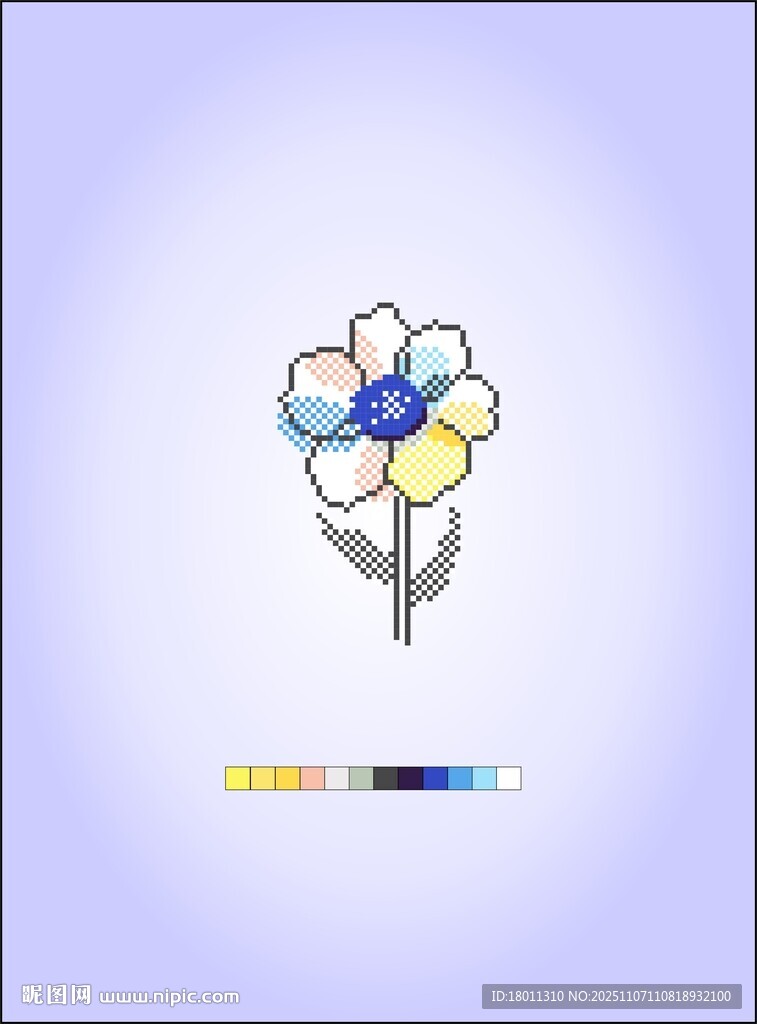 彩色花朵插畫圖案T恤衫拼豆像素