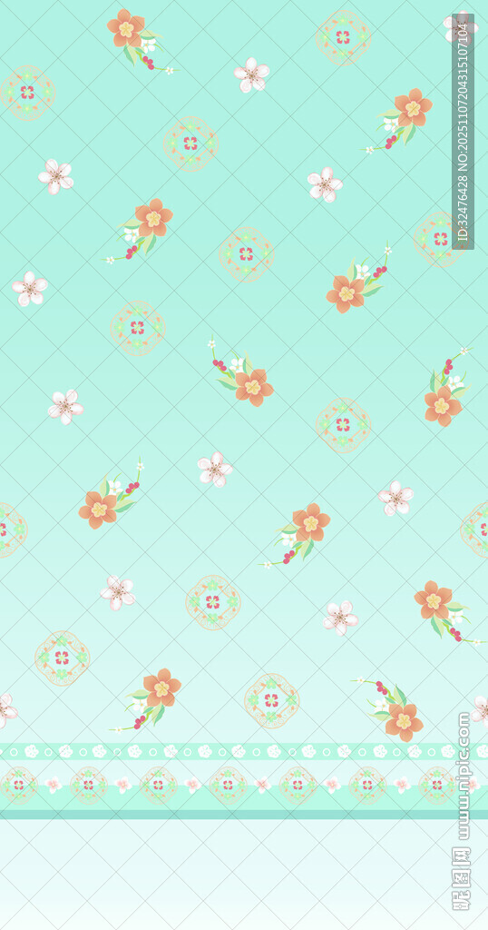 清新碎花淺綠色背景圖案