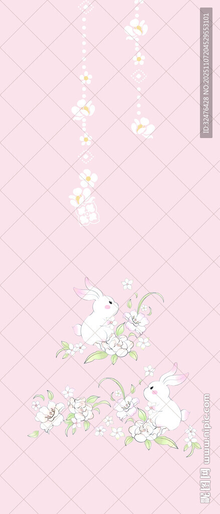 粉色背景花朵垂飾圖案