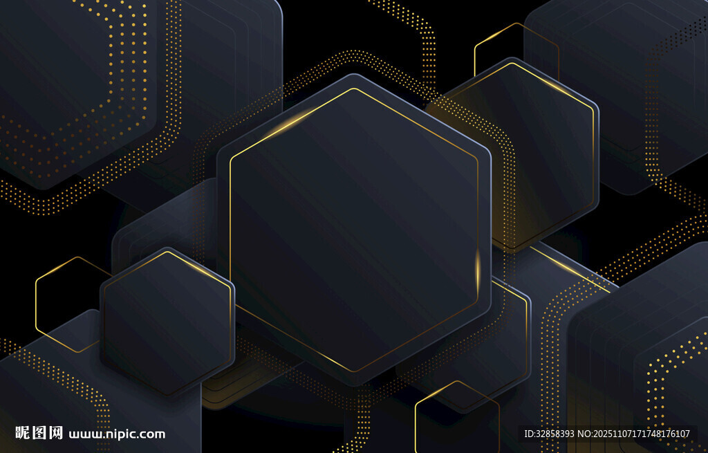 深色六邊形幾何背景圖案