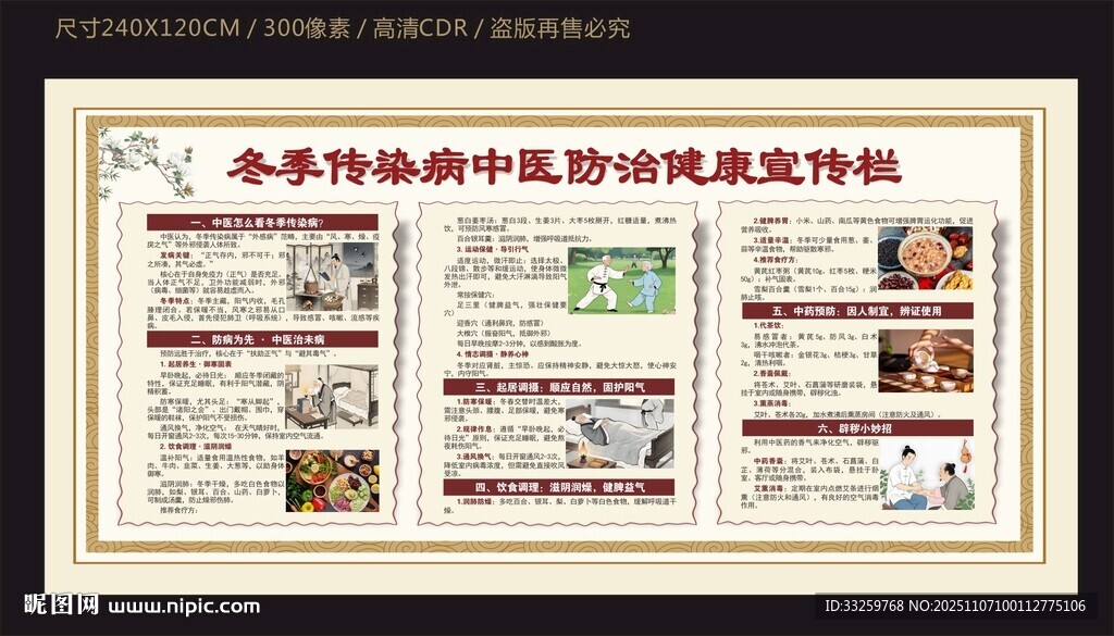 冬季傳染病中醫(yī)防治健康宣傳欄